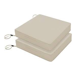 Favoyard Patio Chair Cushions 20 x 20 x 3 Inch Waterproof Outdoor Seat Cushions for Patio Furniture 3-Year Color Fastness Garden Sofa Couch Chair Pads with Handle & Adjustable Straps Set of 2, Beige