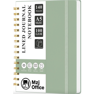 Mzj.Office Lined Journaling Notebook for Women, A5 Spiral Notebook with 100gsm Thick Paper, 70 Sheets / 140 Pages, Notebooks for Work, Journals, Notes, Bible Study, and Daily Use 2Pcs