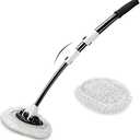 15° Curved Car Wash Brush with Long Handle 43" Microfiber Cleaning Mop Telescopic Extension Pole for Caravan RV Truck Auto SUV Wheel Boat Exterior 2 in 1 Carwash Duster Not Hurt Paint Scratch Free