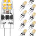 G4 LED Bulb, AC/DC 12-24V Dimmable G4 Light Bulbs, 120LM Natural White 4000K, 1.2W Replaces 12-15W Halogen Bulb, Flicker Free, Energy Saving Mini LED Bulbs for Home Lighting, 10 Pack