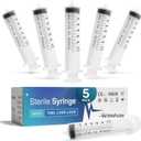 75 ml Syringe without Needle - 5 Pack of Individually Wrapped Disposable Syringes - Good for Medical, Scientific Lab, Home Use, and More - Sterile Luer Lock Syringes