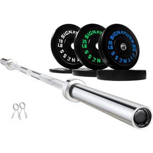 Fitvids Olympic 2" Bumper Plates Set Including 160LB Weight Plates Set & 7FT Olympic Barbell Bar(205 Pounds Total), Multiple Packages