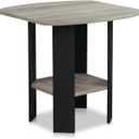 Furinno Simple Design End/SideTable, 1-Pack, French Oak Grey/Black (1-Pack, 2 Tiers, French Oak/Black)