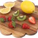 Hushee Acacia Wood Scalloped Cutting Board 11.8 Inch Round Decorative Cutting Boards Wooden Display Plate for Meat Cheese Bread Vegetables Fruits Serving Butcher Block Supplies