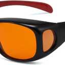 Eyekepper 100% Blue Light Reduction,Huge Fitover Anti-Blue Blocking Computer Eyeglasses with Extra Amber Lenses, Black Red