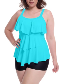 PaintSand Womens Plus Size Tankini Flounce Top Swimsuit with Boyshorts Bathing Suit 2025 (US, Numeric, 14, Plus, Regular, Sky Blue)