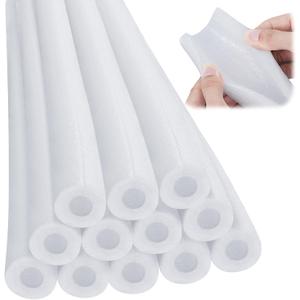 Amylove 12 Pcs 3.3 Feet Foam Pipe Insulation Foam Tube Insulating Water Pipe Pool Swim Noodles Pre Slit Heat Preservation Pipes Covers for Tubing Outdoor Winter Freeze Protection(White,1/2 Inch)