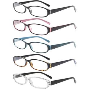 Reading Glasses 5 Pairs Spring Hinge Comfort Fashion Quality Readers for Men and Women (5 Pack Mix Color, 2.25)