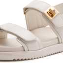 vodvob Women’s Flat Sandals with Soft Cushioned Footbed Open Toe Slides Adjustable Slip On Slippers for Summer, Size 8