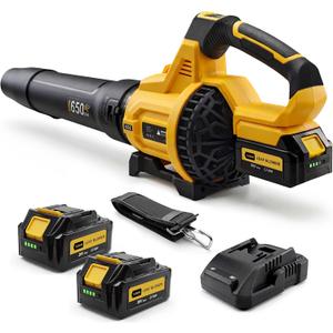 LOSART Leaf Blower Cordless, 650CFM & 3 Speed Levels, 1200W Electric Cordless Leaf Blower with 2 x 5.0Ah Batteries & Fast Charger, Blowers for Lawn Care, Yard, Blowing Leaves, Dust, Snow