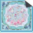 Seenelling Chinoiserie Blue Mahjong Mat 31.5" x 31.5" Non-Slip Noise Reduction Mahjong Table Mat Multi-Purpose Game Table Cover for Mah Jong Card Board Poker Dominoes Tile Games