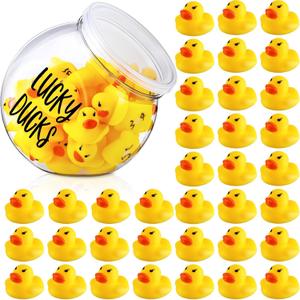 Lucky Ducks for Classroom Jar Classroom Management 36 Pcs Mini Rubber Ducks Bulk with a Pen and a Plastic Jar, Season Management Too(Style 1,Yellow)