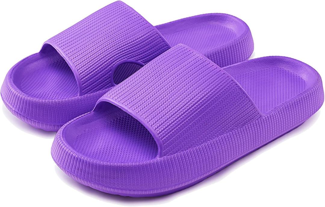 rosyclo Cloud Slippers for Women and Men, Pillow House Slippers Shower Shoes Indoor Slides Bathroom Sandals, Ultimate Comfort, Lightweight, Thick Sole, Non-Slip, Easy to Clean (7.5-8.5 Women/6-7 Men, Purple)