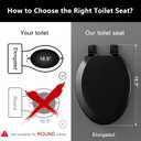 Angol Shiold Quiet-Close Molded Wood Toilet Seat with Non-Slip Adjustable Hinges, Anti-Pinch Bumpers, Easy Install & CleanBlack, Elongated 18.5''