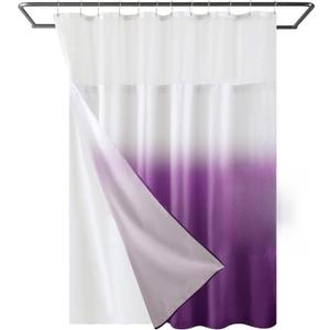 YI & ZE Waffle Weave Shower Curtain with Snap-in Fabric Liner Set, Hotel Style, Slub Textured Shower Curtain, 12 Metal Hooks Included, Waterproof & Washable Heavyweight Fabric, Purple, 72" W x 72" H