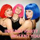 6 Pack Colored Short Bob Wigs and 6 Pcs Heart Sunglass Set, Neon Colorful Party Hair Wig for Women Costume Cosplay (Dark)