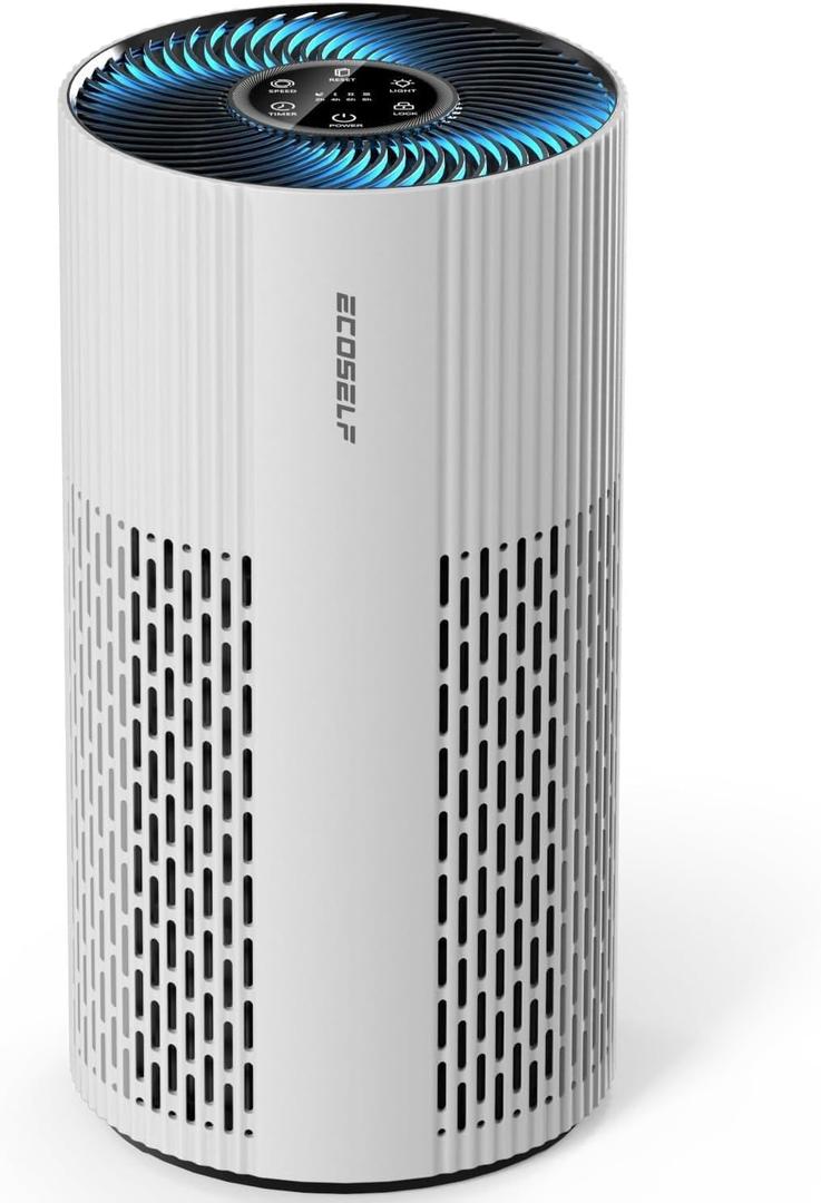 Air Purifiers for Home Large Room Cover Up to 1500 Ft² with True HEPA Filter, 20dB Sleep Mode, 360° Air Intake & Outlet, Air Cleaner for Bedroom Pets, 7 Color Light, HAP604, Off-White