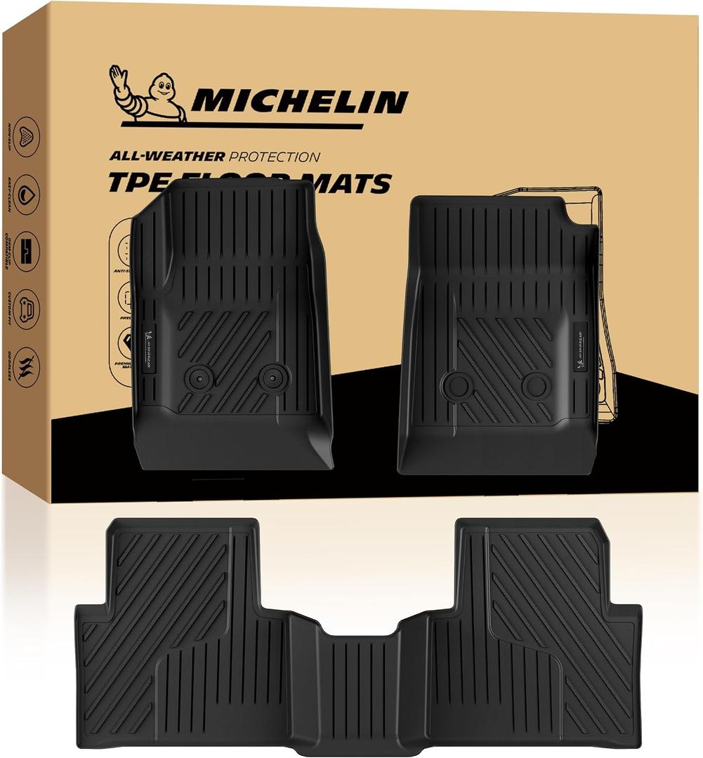 Michelin Vehicle Mat for 2015-2022 Chevy Colorado/GMC Canyon Crew Cab | Carpet Floor, All-Weather TPE Custom Fit Liner, Premier B