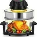Nutrichef 18 Quart Convection Countertop Air Fryer - See through Glass for Best Cooking Results - Air Fryer, Roaster, Bake, Grill, Steam & Roast - Includes Glass Bowl, Broil Rack & Toasting Rack