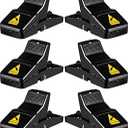 Feeke Rat Trap, Large Mouse Traps, Mouse Traps Indoor for Home, Instant Kill Traps for Mouse Rat Chipmunk, Quick Set Up and Reusable - 4 Pack, Black