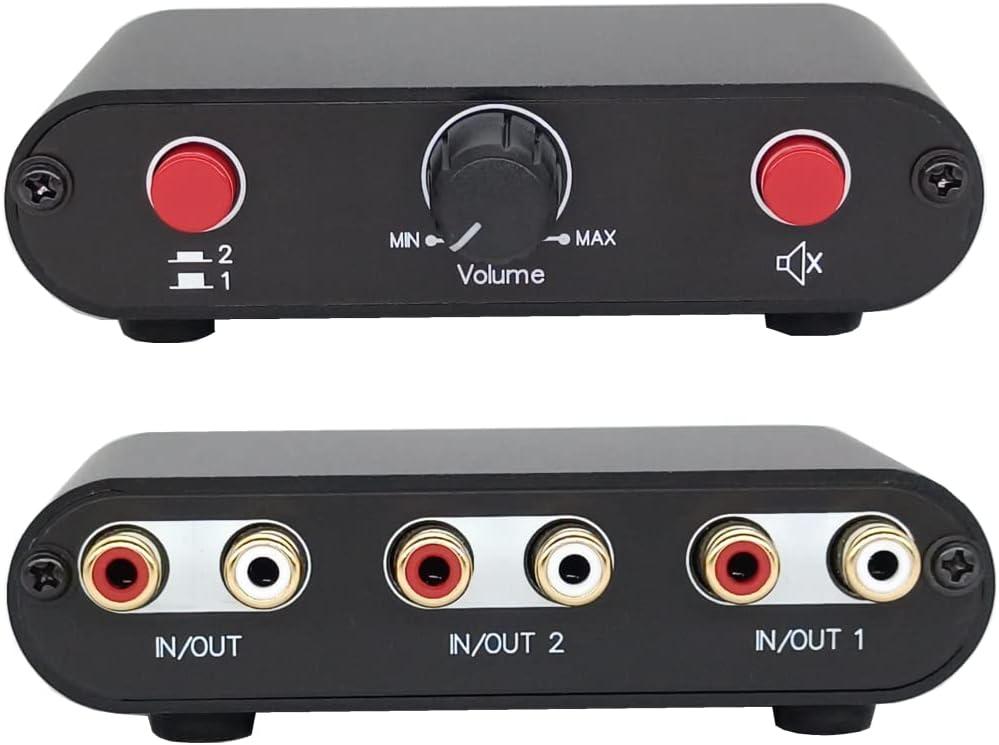 2-Way RCA Stereo Audio Switch Input Signal Source Switcher Selector Splitter Box2 in 1 Out / 1 in 2 Out-RC21