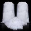 Sumind 2 Bags Fake Snow Decoration Fluffy Artificial Cotton Fiber Fluffy Fake Clouds Soft Blanket for Crafts Mantle Village Christmas Winter Indoor Home Decoration(White)