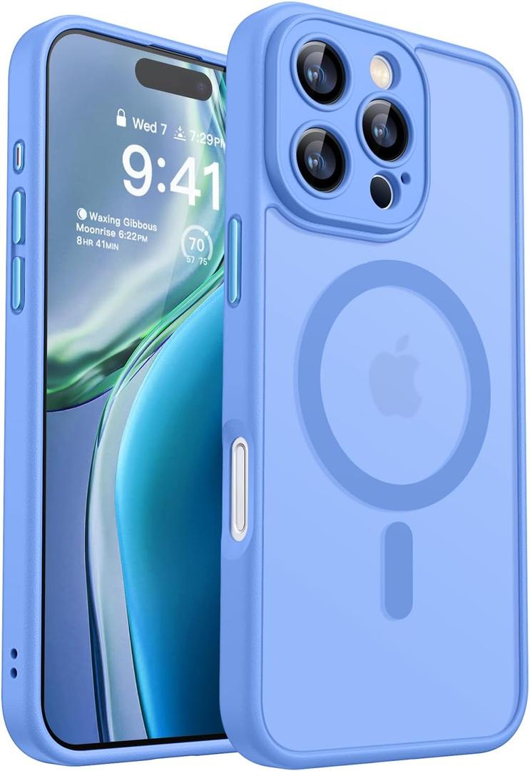 CANSHN Magnetic Compatible with iPhone 16 Pro Max Case, Upgraded [Full Camera Protection] [Compatible with Magsafe] [Translucent Matte] Shockproof Protective Phone Cover 6.9 Inch - Ultramarine