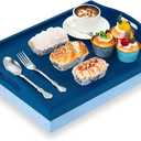 Tioncy 1 Piece Bamboo Lap Tray with Detachable Pillow 16.9'' x 13'' Lap TV Trays Desk with Handles for Adults Eating in Recliner Breakfast Housewarming Gift (Blue)