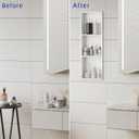 No Tile Needed Shower Niche - 304 Stainless Steel Niche Shower with 3- Tier Shelves Recessed Wall Niches for Bathroom Storage (White, 36 X 12 X 4.13 Inches, 3)