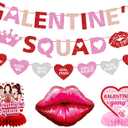 Galentines Decor: Galentines Day Decorations Include Galentine's Squad Banner Garland Centerpieces Lips Balloon for Galentines Decorations
