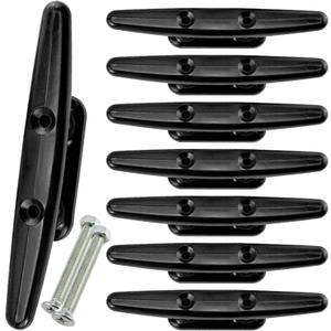 Marine Dock Cleats, 4-8 inch Black Nylon Boat Rope Cleats with Mounting Hardware, Pack of 4 (8 inch 8 Pack)