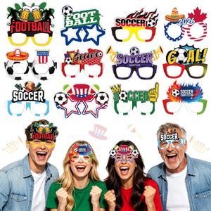 2 x GLURUITE 24Pcs Soccer Paper Eyeglasses Fun Photo Props for Sports Themed Party Football Game Celebration Party Favors Decorations