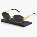 livho Oval Trendy Polarized Sunglasses Women Men, Retro Sun Glasses for Women Men 2024, Vintage Classic UV Protection Shades Grey/Gold