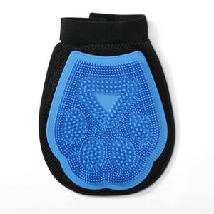 Wags & Wiggles Dual-Sided Dog Grooming Glove, 2-in-1 Rubber and Velour, Wet or Dry Use, Brushes and Massages with Rubber Side, Removes Fur from Fabric with Velour Side