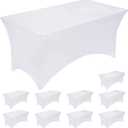 Fixwal 10 Pack 6FT Spandex Table Cover for 6 Foot Tables, Fitted Rectangular Stretch Tablecloth, Washable Patio Table Cover(White, 72Lx30Wx30H Inch)