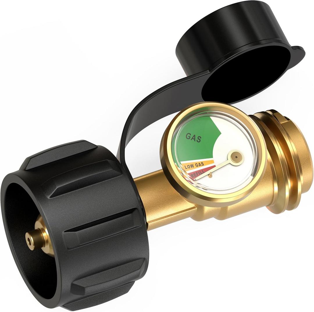 Propane Tank Gauge Level Indicator, Universal Propane Gauge for 5-40 lb LP Tank, Color Coded Gas Pressure Meter for BBQ Grill, RV, Camper, Heater, Leak Detector, QCC1/Type 1, Easy to Read, Durable