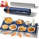 Extra Large Food Warming Mat with Heat-Resistant Pad, 36X15 Inch, 6 Temperature & 6 Timer Settings, Child Lock Safety, Fits More Dishes for Family Dinners and Parties (Dark Blue)