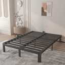 10 Inch Bed Frame Queen Size with Metal Gaskets, Heavy Duty Queen Platform Bed Frame No Box Spring Needed, DIY Headboard, Anti-Slip Mattress Stopper, Round Corner Leg, Easy Assembly, Black