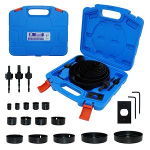Hole Saw Kit, 23PCS Hole Saw Set with 3/4" to 6" (19mm-152mm) Saw Blades, 1/4" Hex Shank3/8"&1/4" Three Flats Shank, Ideal for Wood, Plastic, PVC Board, Drywall with Storage Case
