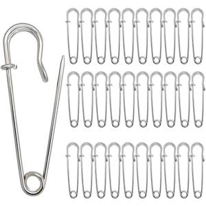 30 Pcs Large Safety Pins 2 Inch Heavy Duty Blanket Pins Big Safety Pin Steel Safety Pins for Blankets Clothes Crafts Leather Canvas, Silver