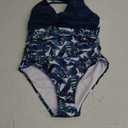 SUUKSESS Women Sexy Tummy Control One Piece Swimsuits Halter Push Up Bathing Suits (Large, #1 Blue Floral)