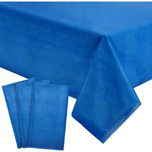 Juvale Blue Tablecloth - 54 x 108 in, Pack of 3, Rectangular - Disposable Tablecloth & Plastic Table Cover for Parties & Easy Cleanup & Protection