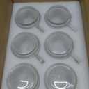 Qipecedm 6 PACK Premium Glass Coffee Mugs with Handle, 12 OZ Classic Vertical Stripes Glass Coffee Cups, Transparent Tea Cup for Hot/ Cold Beverages, Glassware Set for Americano, Latte, Cappuccino