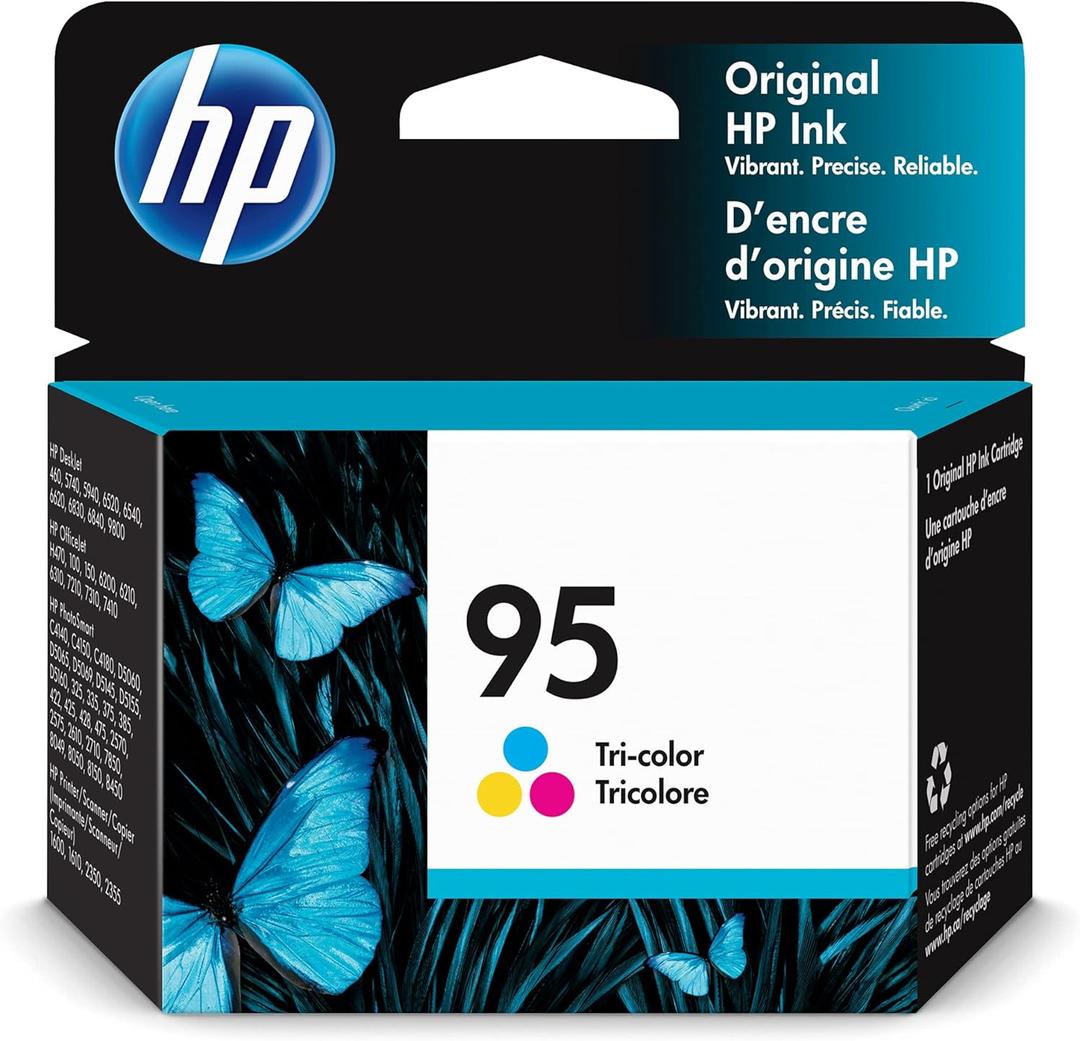 HP 95 Tri-Color Ink | Works DeskJet 460, 5000, 6000, 9800; OfficeJet H470, 100, 6000, 7000; PhotoSmart C4100, D5000, 300, 400, 2000, 7850, 8000; PSC 1600, 2350 Series | C8766WN