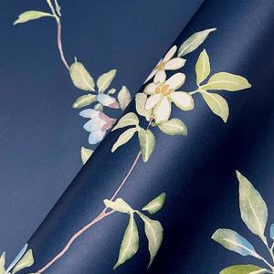 Vintage White Gold Floral Wallpaper Peel and Stick Dark Blue Leaf Contact Paper