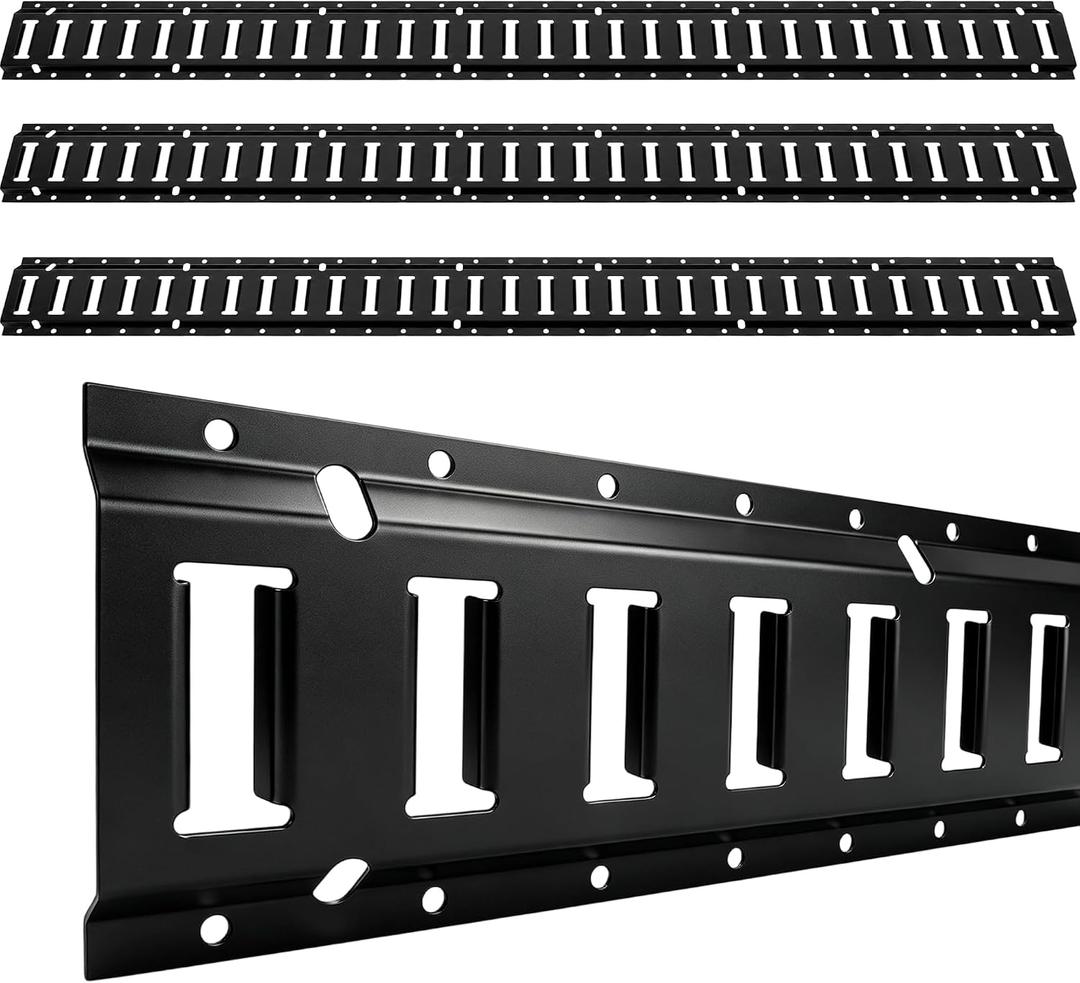 E Track Tie Down Rail, 5ft, Black Coated Steel, 4,500 LBS Per Rail