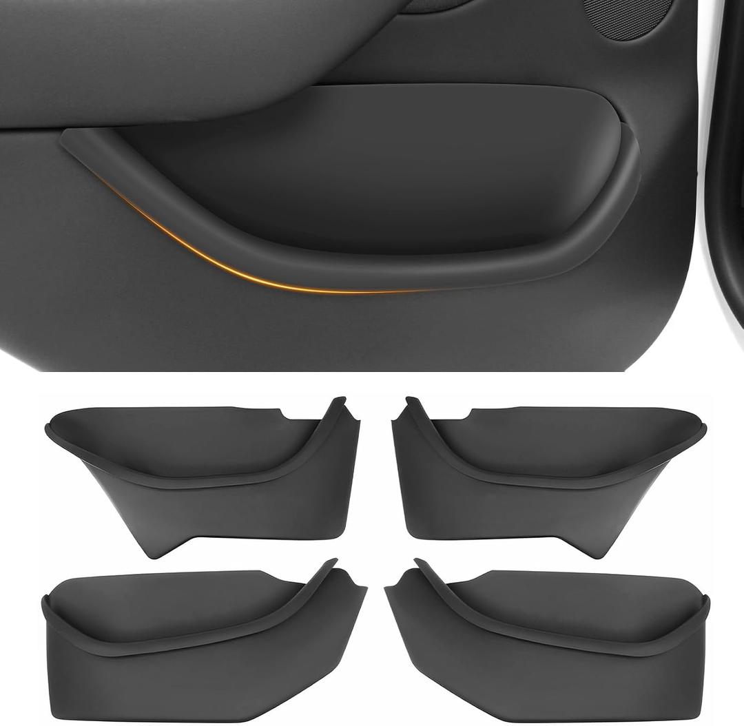 2026 Tesla Model Y Juniper Car Door Side Storage Box Organizer Full-Cover Front and Rear Door Slot Tray Mats Organizer TPE Material Model Y Accessories 4PCS
