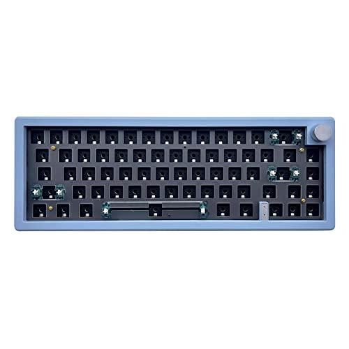 BOYI GMK67 65% Keyboard Kit,Hot Swap Gasket Mounted PCB Custom RGB Barebones Keyboard Wireless Tri-Mode BT5.0/2.4GHz/USB-C Wired Custom Gaming DIY Kit(Blue+Knob)