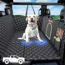 XXL Truck Dog Seat Cover for Back Seat, Backseat Extender Hard Bottom, 100% Waterproof Pet Seat Protector with Mesh Window, Dog Car Hammock Covers for Pickup Truck Crew Cab F150 (Black)