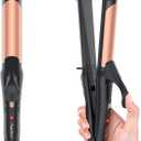 Dual Voltage Curling Iron 2-in-1 Curling Iron 1 Inch,(100V~240V) Dual Voltage Hair Straightener Travel CurlingIron European Flat Iron(Black)